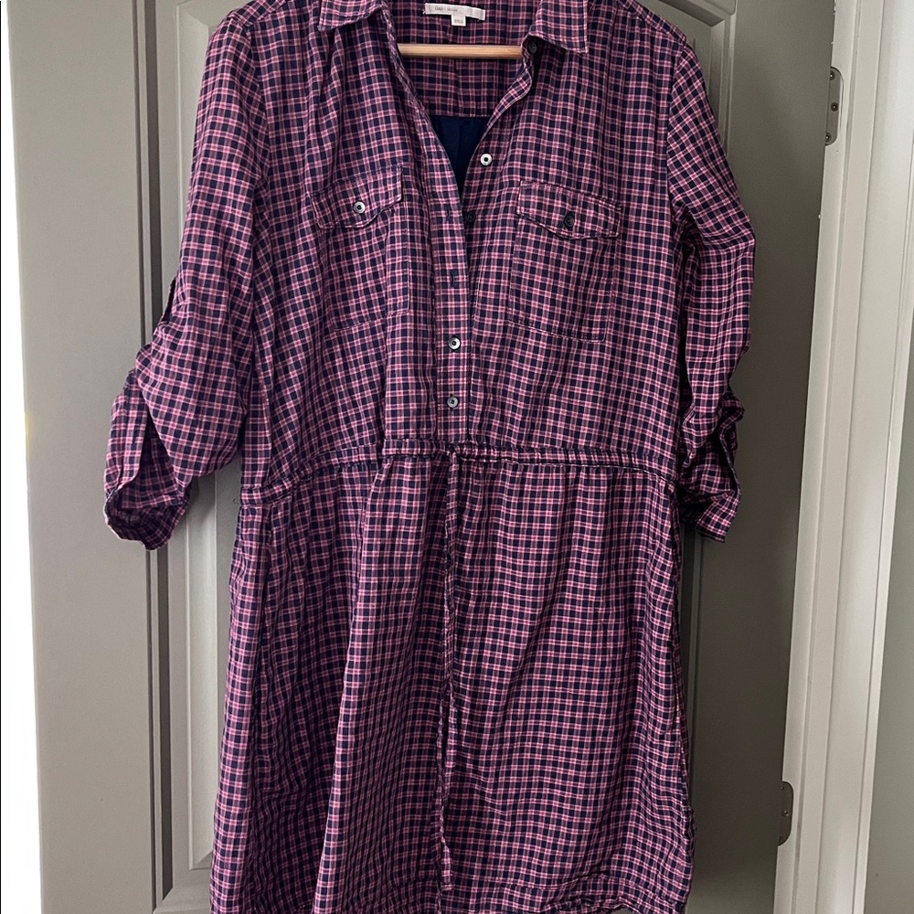 GAP Pink and Navy Plaid dress